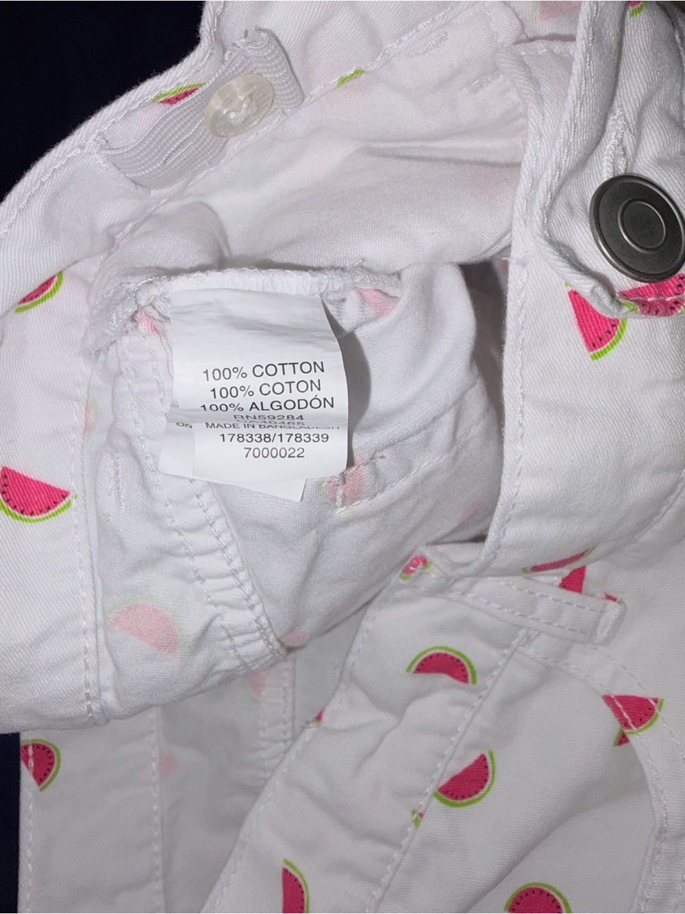 The Children's Place Girls Size 12 White Watermelon Print Cotton Shorts - Picture 4 of 6